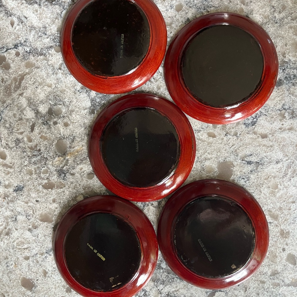 Vintage Lacquerware Stackable Coasters - Picture 2 of 3
